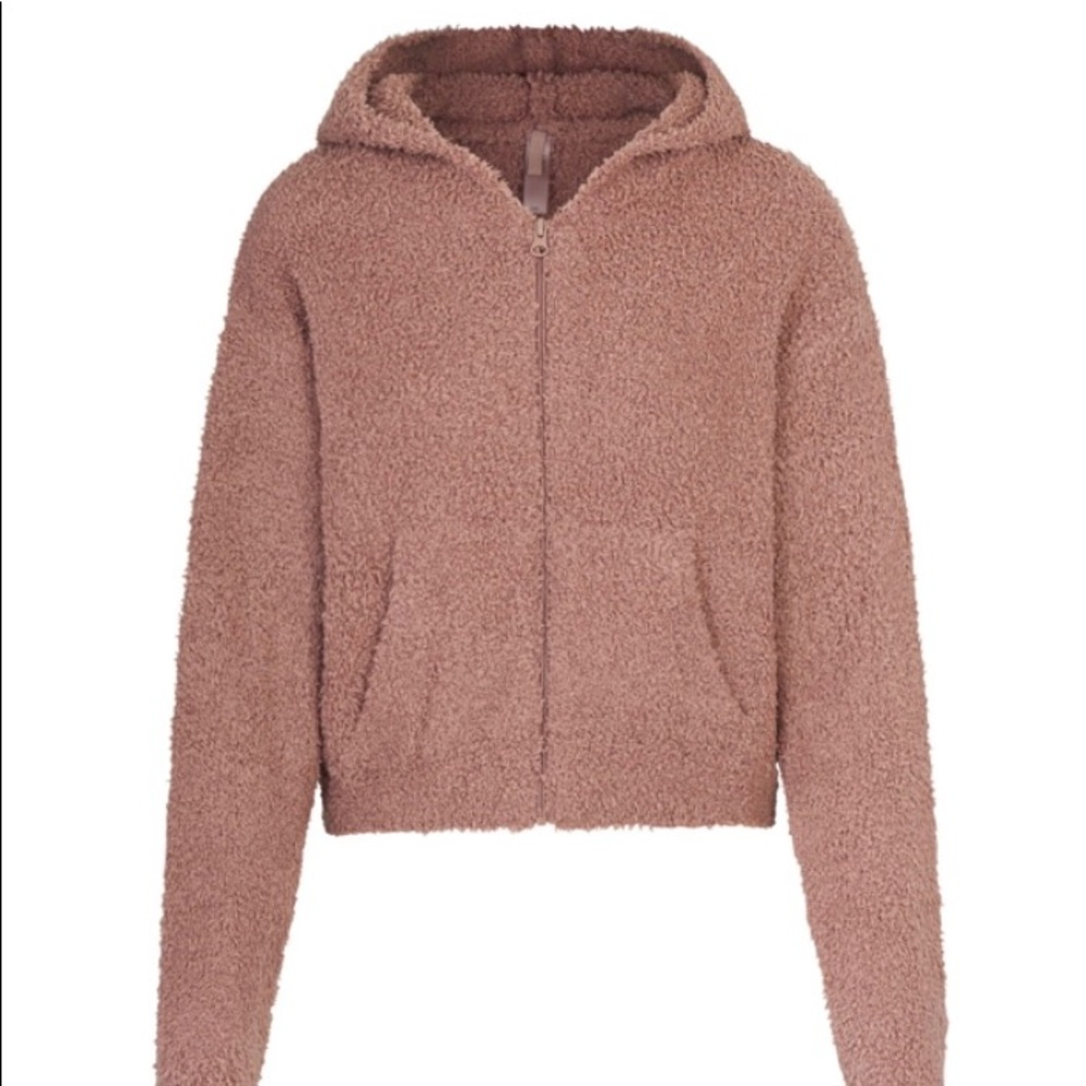 skims cozy knit zip up hoodie